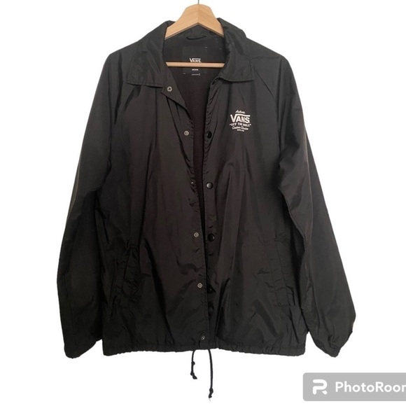 VANS BLACK SNAP FRONT SKATER JACKET MENS SIZE MEDIUM - Picture 1 of 7